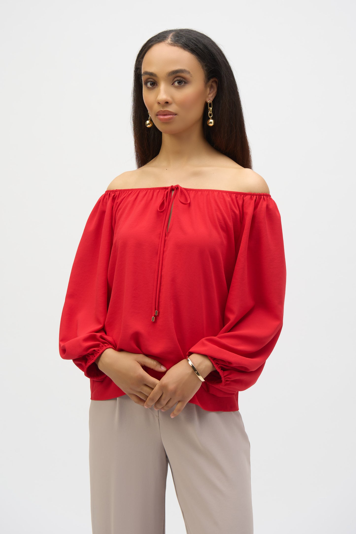 Off Shoulder Puff Sleeve Pullover Blouse