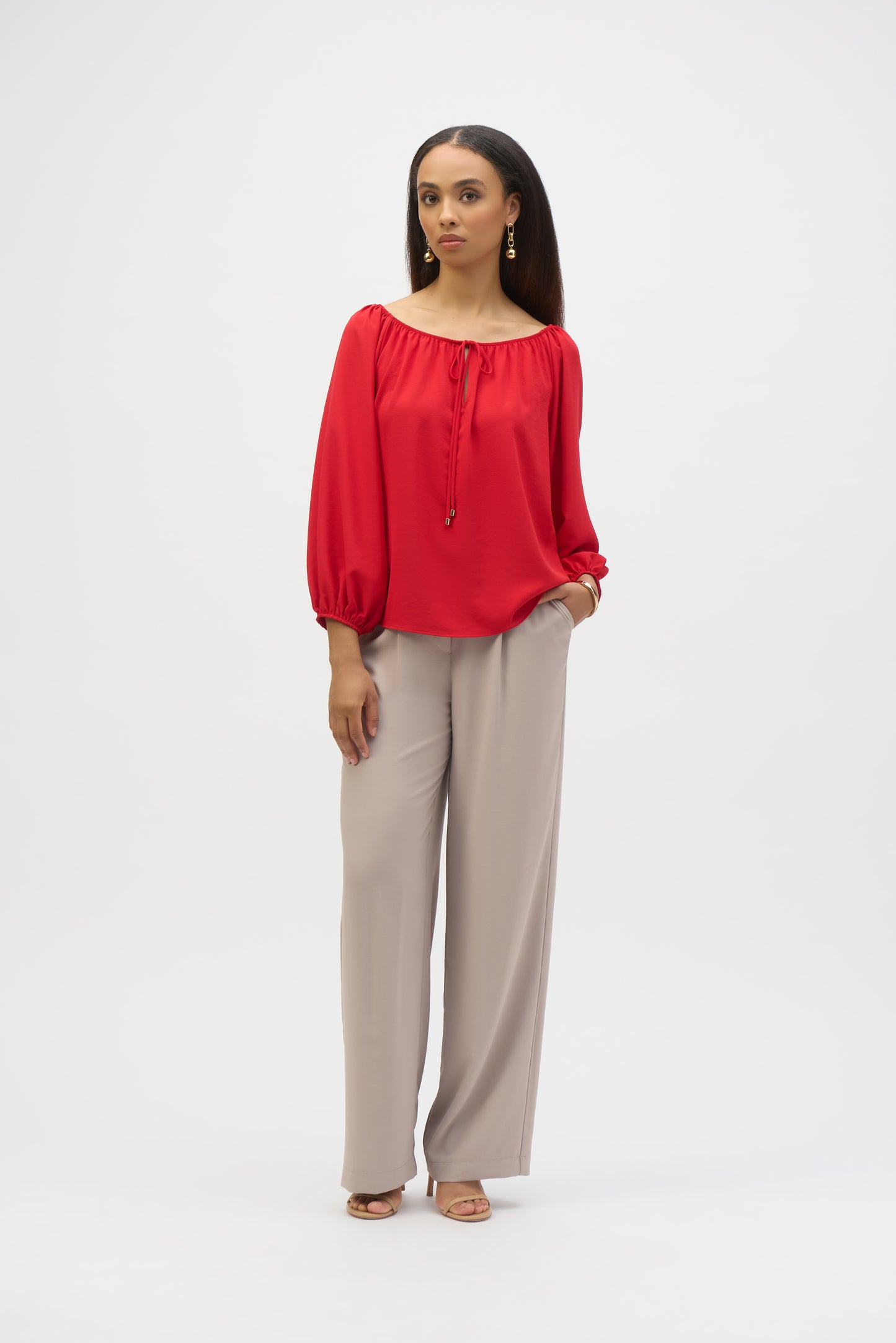Off Shoulder Puff Sleeve Pullover Blouse