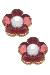 FLOWER POWER RESIN & PEARL STUDS