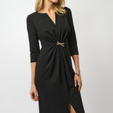 V-Neck Ruched Wrap Dress
