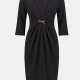 V-Neck Ruched Wrap Dress