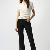 Satin & Silky Knit Wrap Blouse