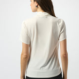 Satin & Silky Knit Wrap Blouse