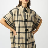 Jacquard Sweater Knit Plaid Poncho