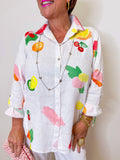 FRUIT EMB. BUTTON FRONT TUNIC