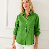 Linen Ruched Sleeve Shirt