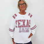 Texas A&M Gingham Words Jersey Sweatshirt - TresChicTexas
