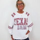 Texas A&M Gingham Words Jersey Sweatshirt - TresChicTexas