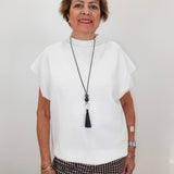 Ottoman Cap Sleeve Sweater Knit Top
