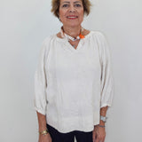 AllOver Cord Embroidered Split Neck Top