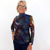 L/S Mock Neck Jacquard Top