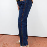 Pull-On Ankle Jean W/ Side Embroidery