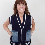 Varsity Denim Patch Vest
