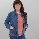 Stretch Denim Embroidered Jacket