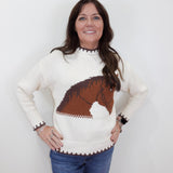 Crew Neck PuuOver W/ Horse Head Motif On Front