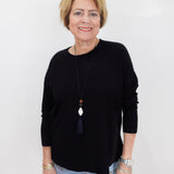 Oversized Pullover W/ Roll Edge Neck Trim
