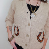 V-Neck Cardigan W/ Horseshoe Motif