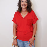 S/S Frill V-Neck Top
