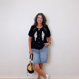 Stitched Embroidery Peasant Top