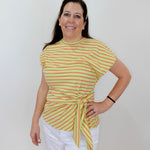 Striped Cinched Waist Tee - TresChicTexas