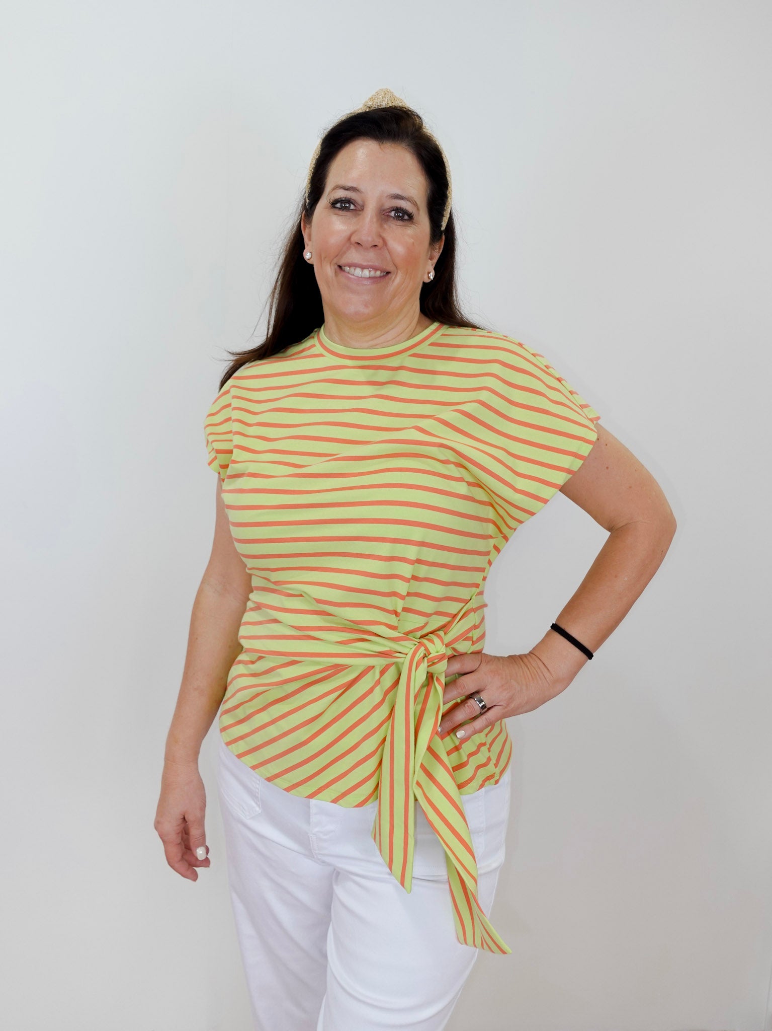 Striped Cinched Waist Tee - TresChicTexas