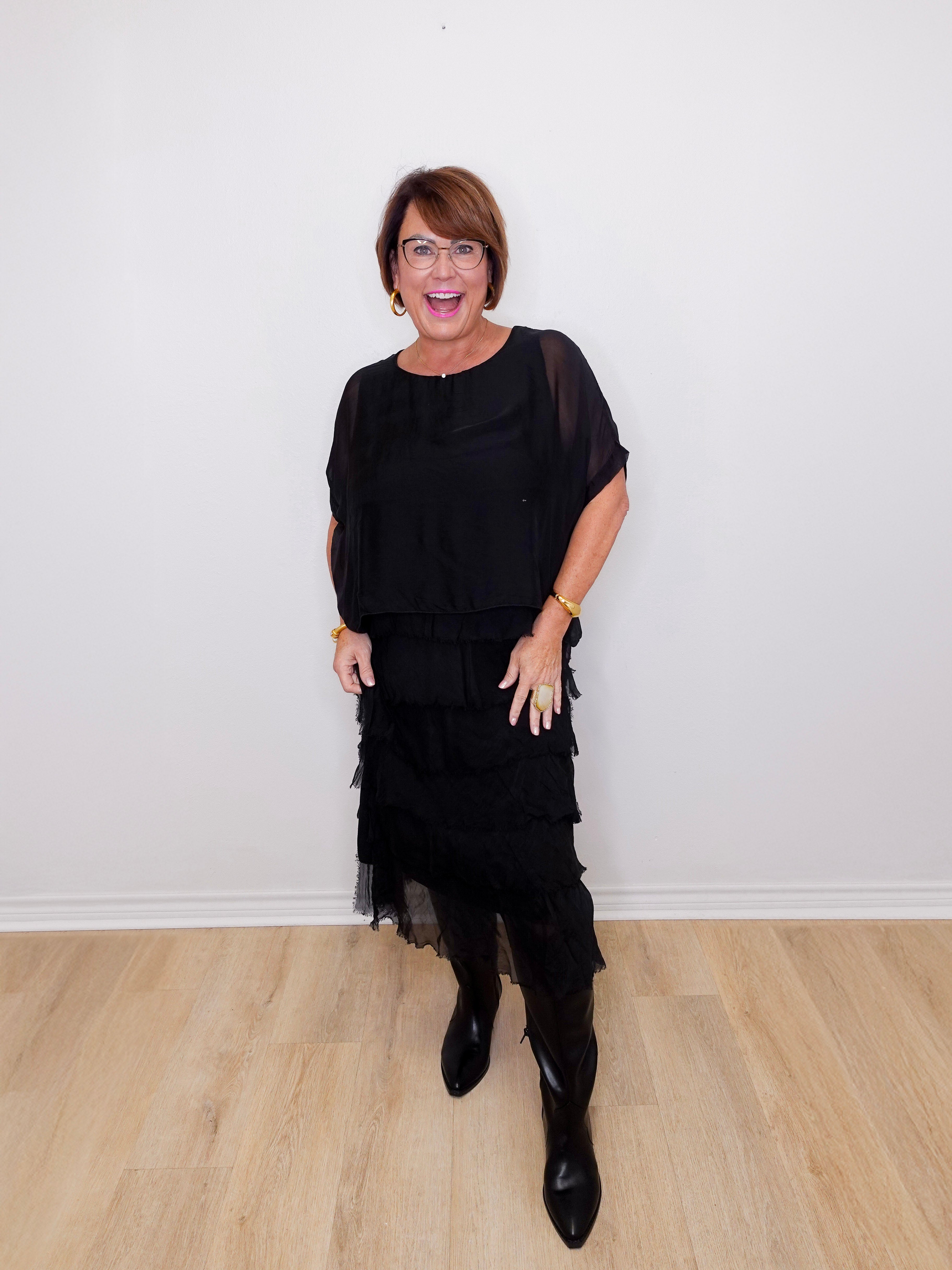 Gail Tiered Ruffle Dress - Tees by Tina TresChicTexas Gail Tiered Ruffle Dress - Tees by Tina TresChicTexas