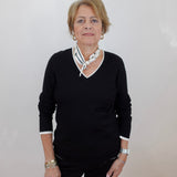 L/S V-Neck Sweater W/ Tiping
