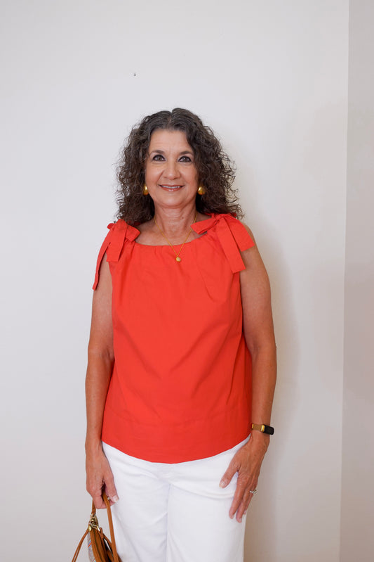 Sleeveless Tie Neck Top