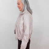 Metallic Leatherette Bomber Jacket