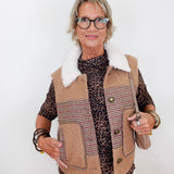 Woven Fur Button Up Vest
