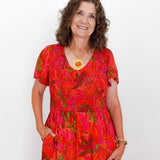Ruched Top S/S Maxi Dress