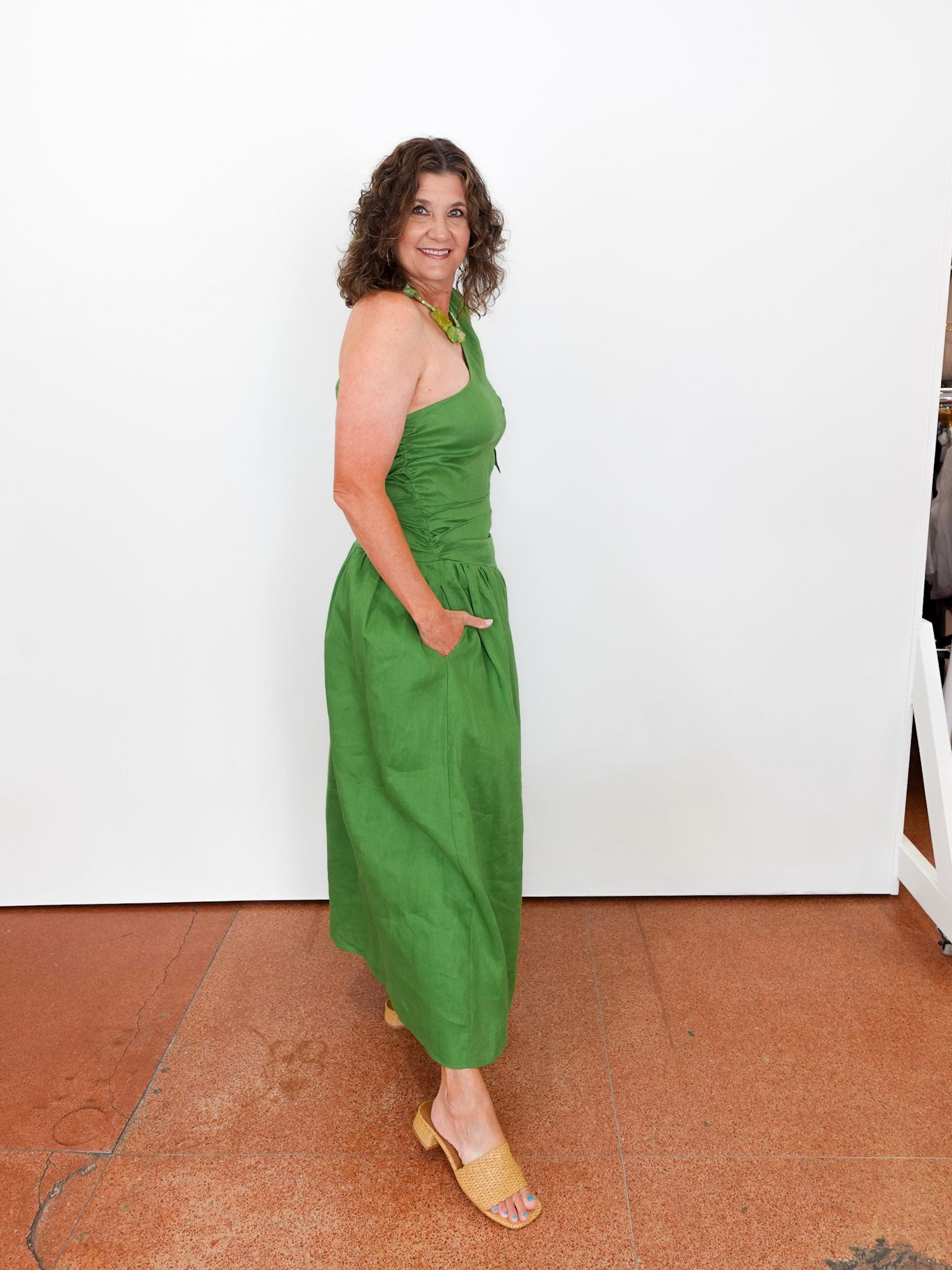 Linen One Shoulder Maxi Dress - TresChicTexas