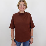 Funnel Neck Elbow Sleeve Knit Top - TresChicTexas