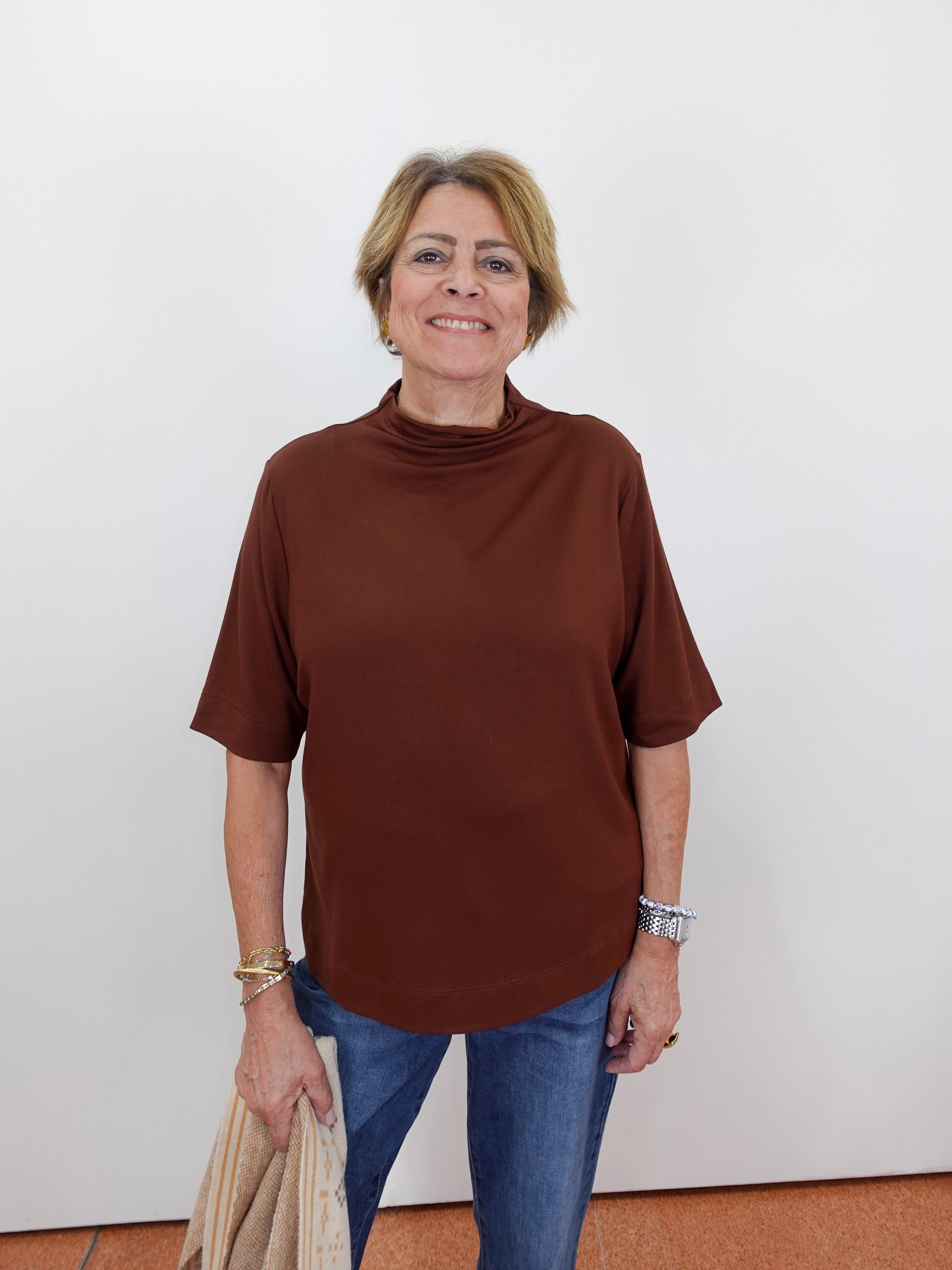 Funnel Neck Elbow Sleeve Knit Top - TresChicTexas