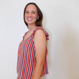 Flutter Sleeve Woven Top W / Ties