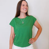 Cap Sleeve Crew Neck Top