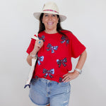 Americana Sparkle Bow Tee - TresChicTexas