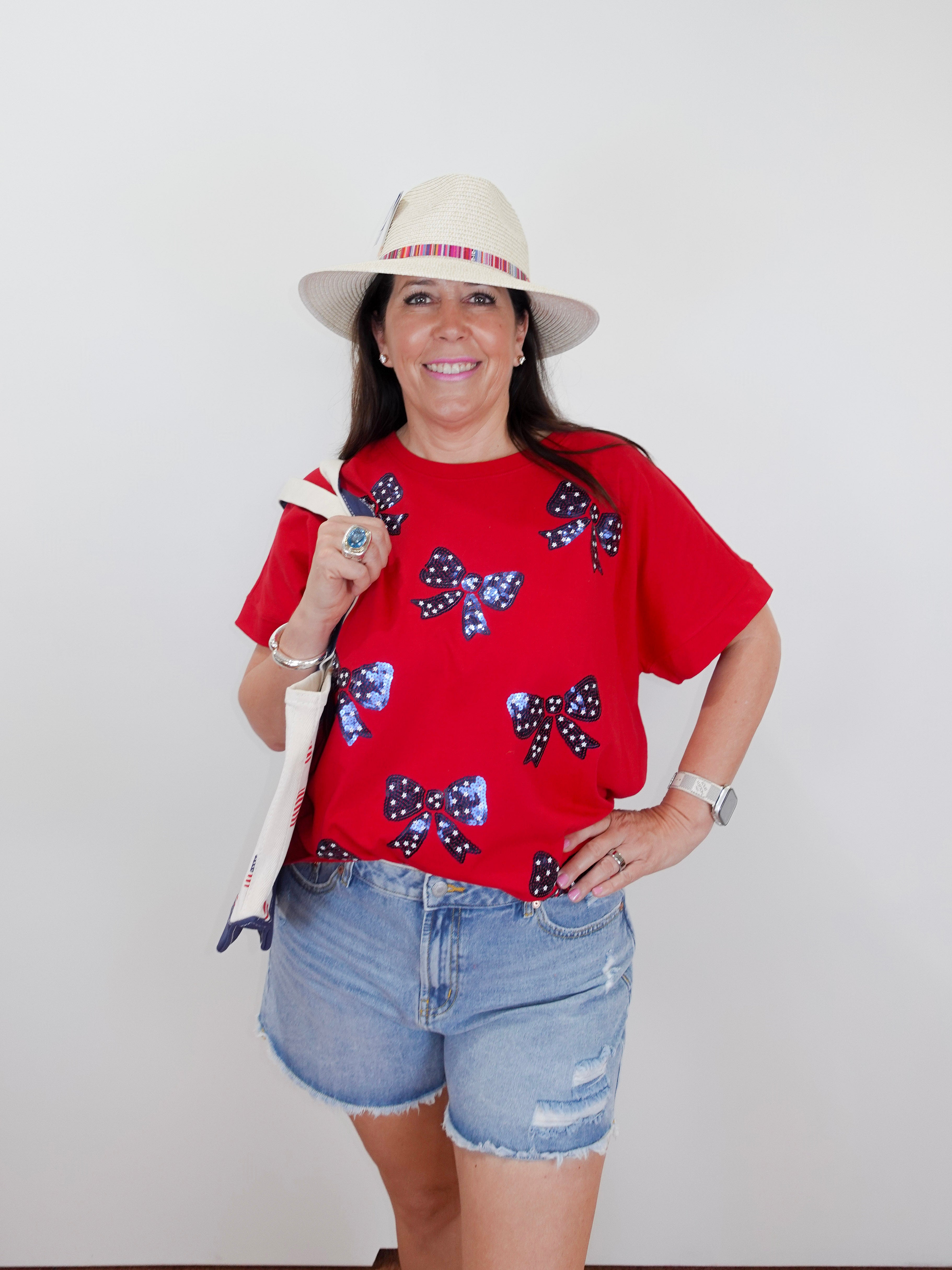 Americana Sparkle Bow Tee - TresChicTexas