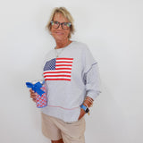 American Flag Relaxed Sweatshirt - TresChicTexas
