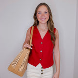 LINED HORN BUTTON FRONT VEST