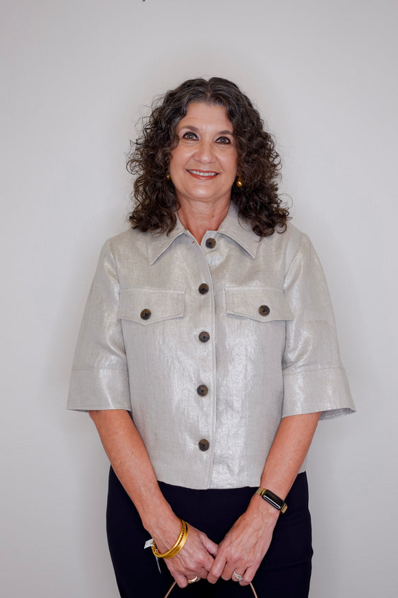 FOILED LINEN BOXY JACKET