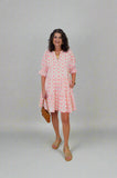 NEON EYELET TIERED DRESS