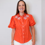 Puff Sleeve Embroidered Blouse