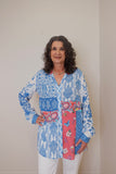 MULTI PRINT BUTTON FRONT BLOUSE