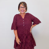 Mixed Pattern Eyelet Dress