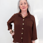 3/4 Sleeve Button Down Blouse - TresChicTexas