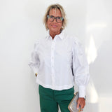 Puff Long Sleeve Button Down Blouse - TresChicTexas