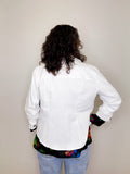 BUTTON FRONT JACKET W/ POCKETS & RUCHED SLEEVES