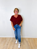 V-NECK RIB TRIM TEE