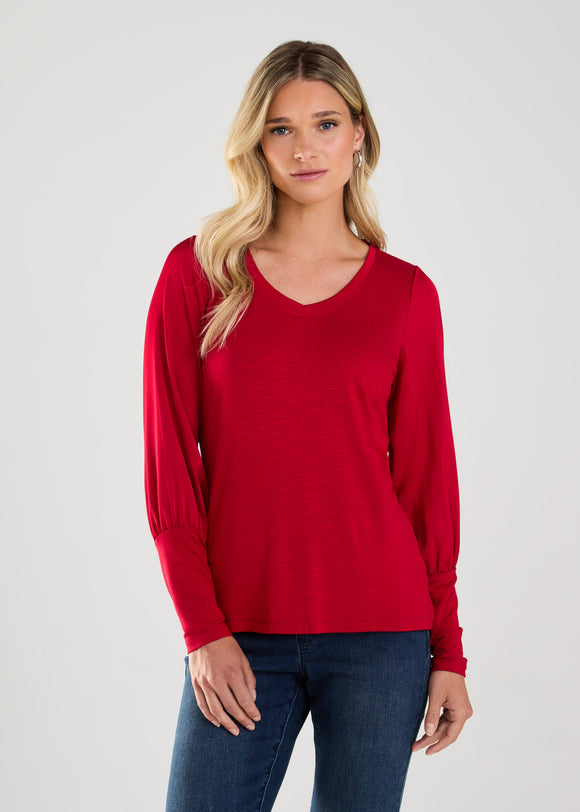 MIX MEDIA V-NECK TOP